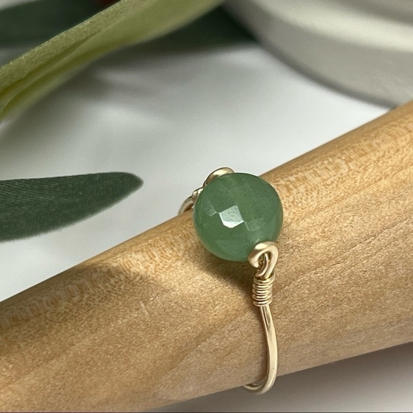 Aventurine Gemstone 14K GF or Sterling Silver Ring Soft Green - Picture 1 of 14